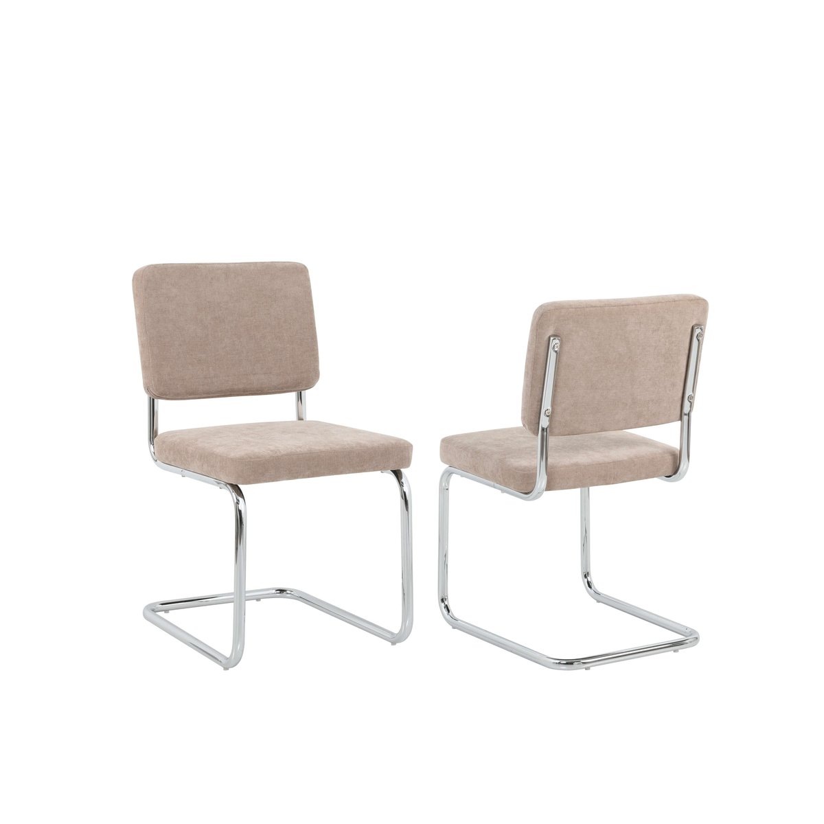 Chaises tissu pieds métal (lot de 2) JACK marron, BAÏTA