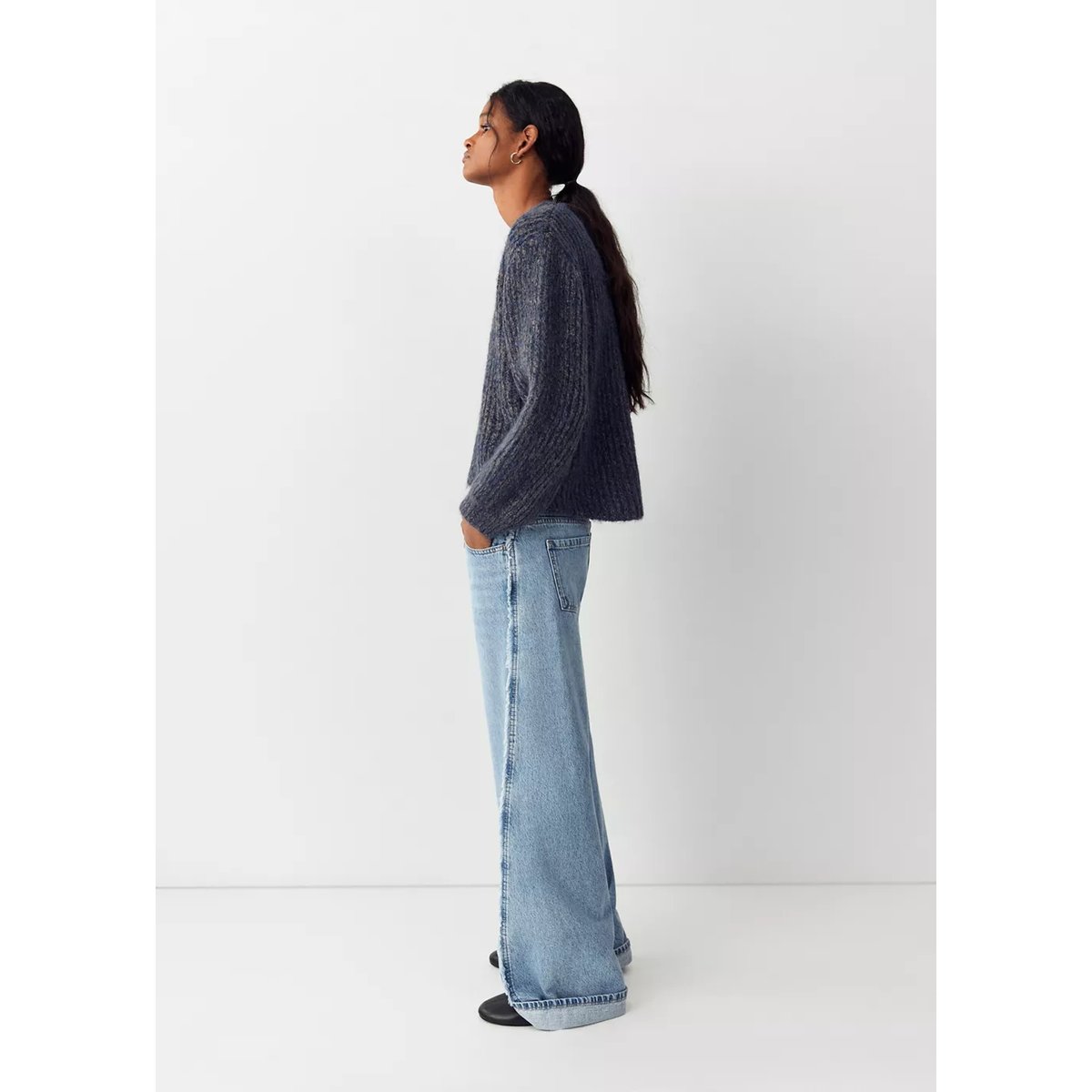Jean low waist wide leg bleu moyen, MANGO TEEN