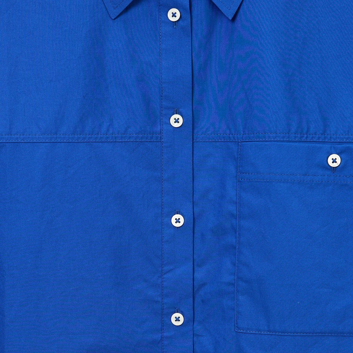 Chemise manches longues unie en coton BIO GOTS bleu roi, MONOPRIX