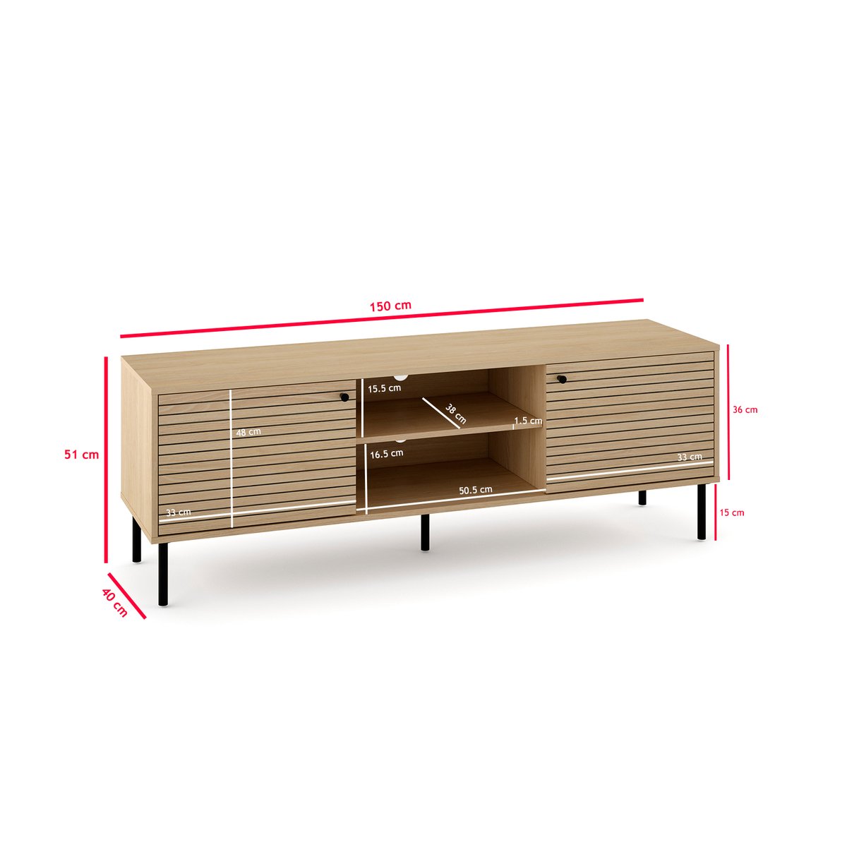 Mueble TV en MDF et métal, NIRA marron, HISPANOHOGAR