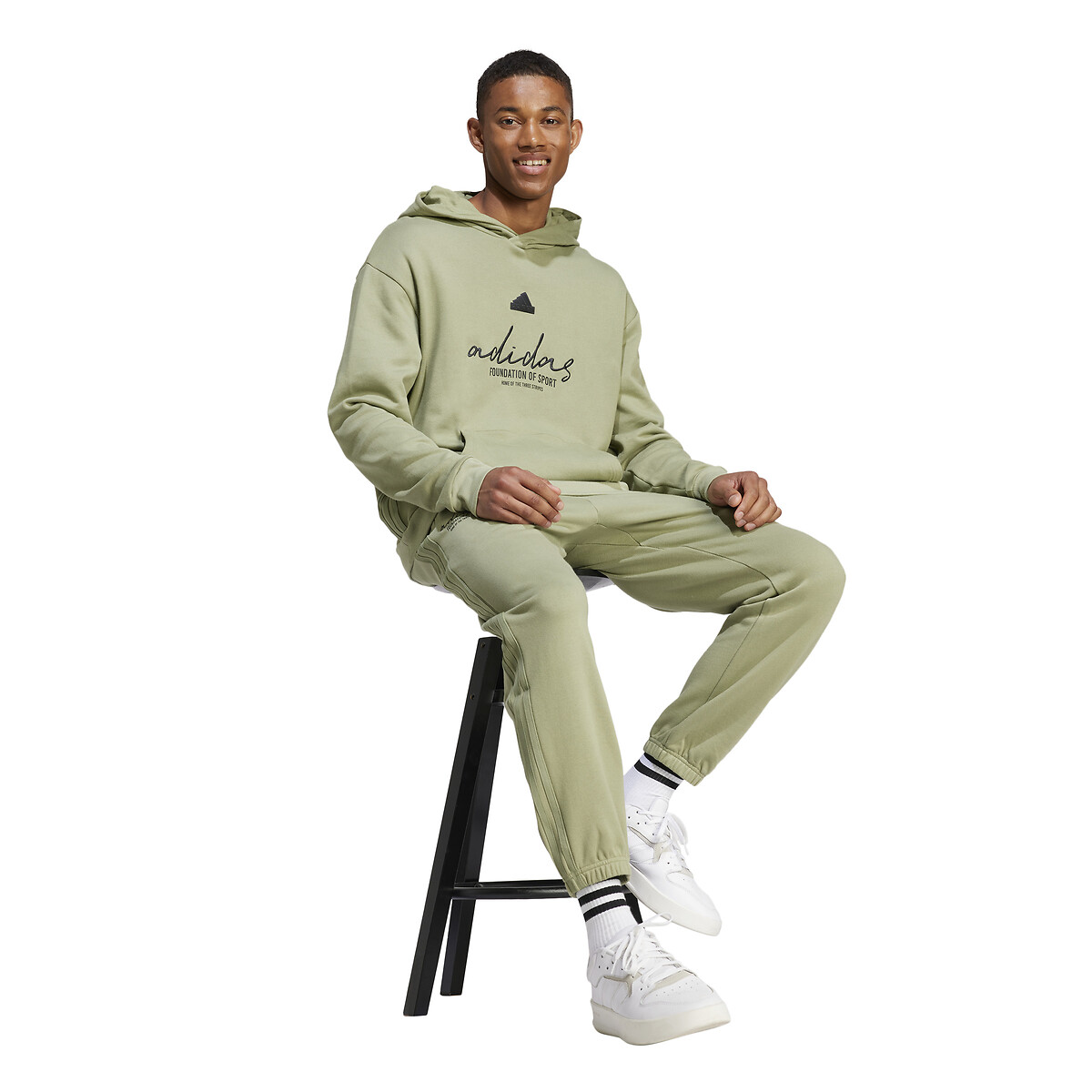 Sweat à capuche avec double logo vert kaki, ADIDAS SPORTSWEAR