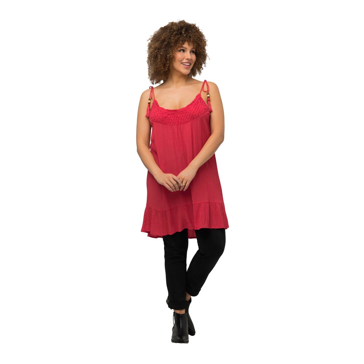 Haut sans manches, silhouette en A. Ruchés framboise, ULLA POPKEN