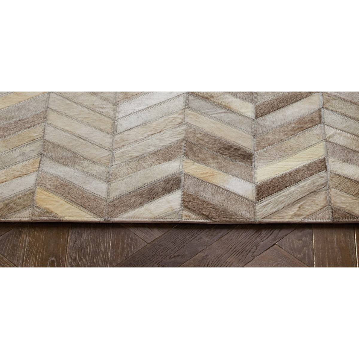 Tapis cuir de vache véritable cousu main PAMPA beige, NOVATREND