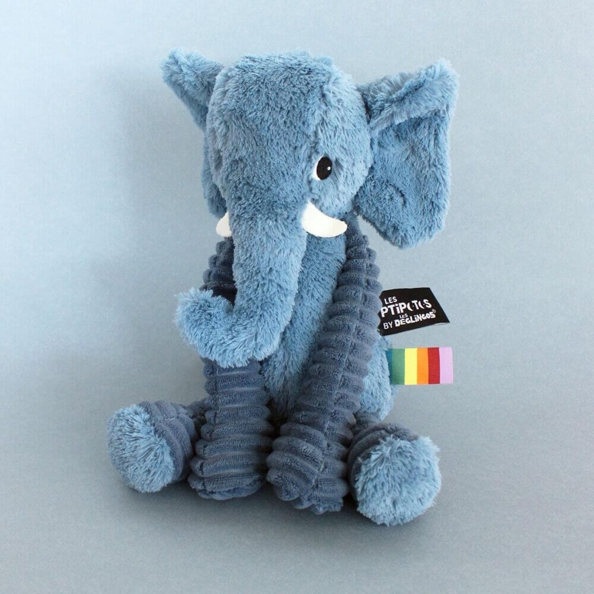Peluche L'éléphant Dimoitou 26 Cm bleu, écru, LES PTIPOTOS
