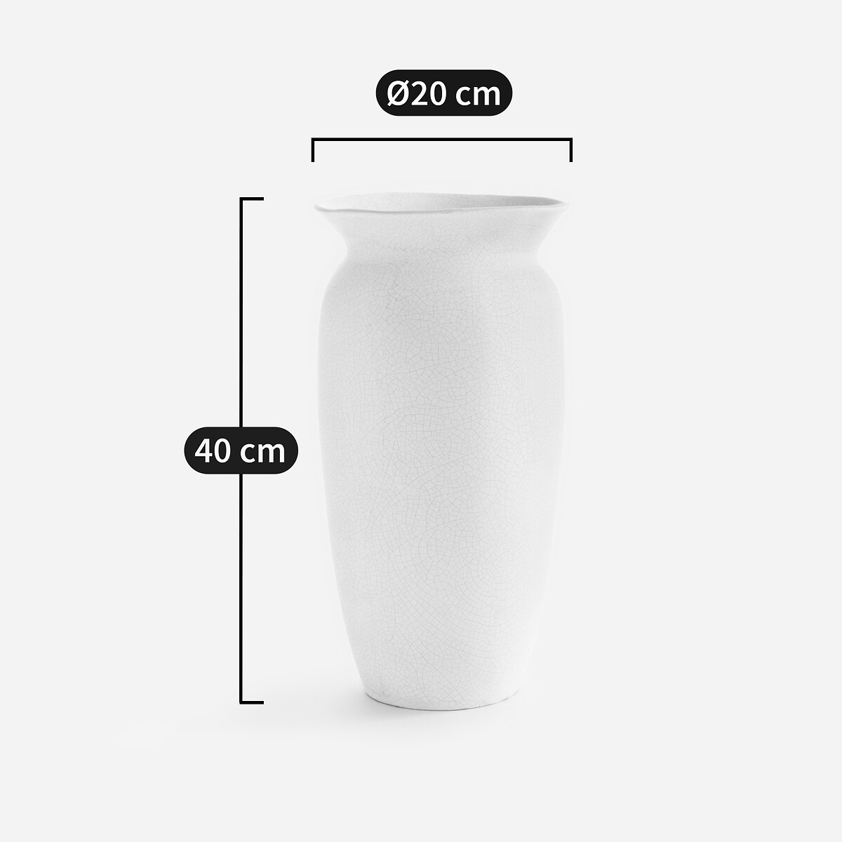 Vase Estre aus Craquelé-Steingut, H40 cm kreide, AM.PM