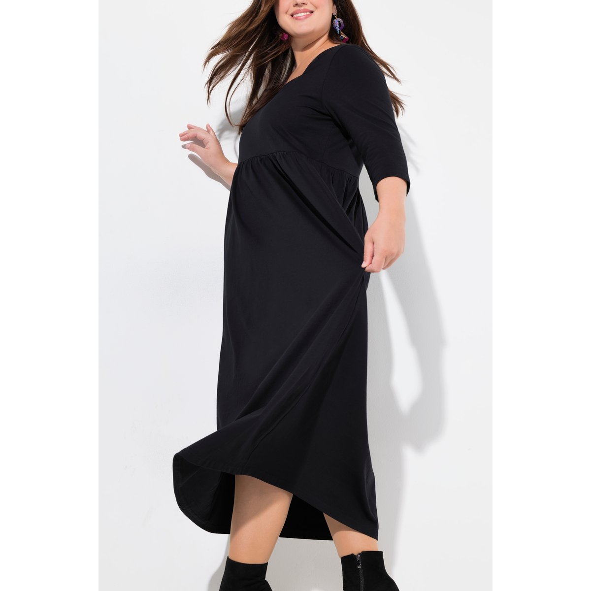 Robe évasée en jersey noir, ULLA POPKEN