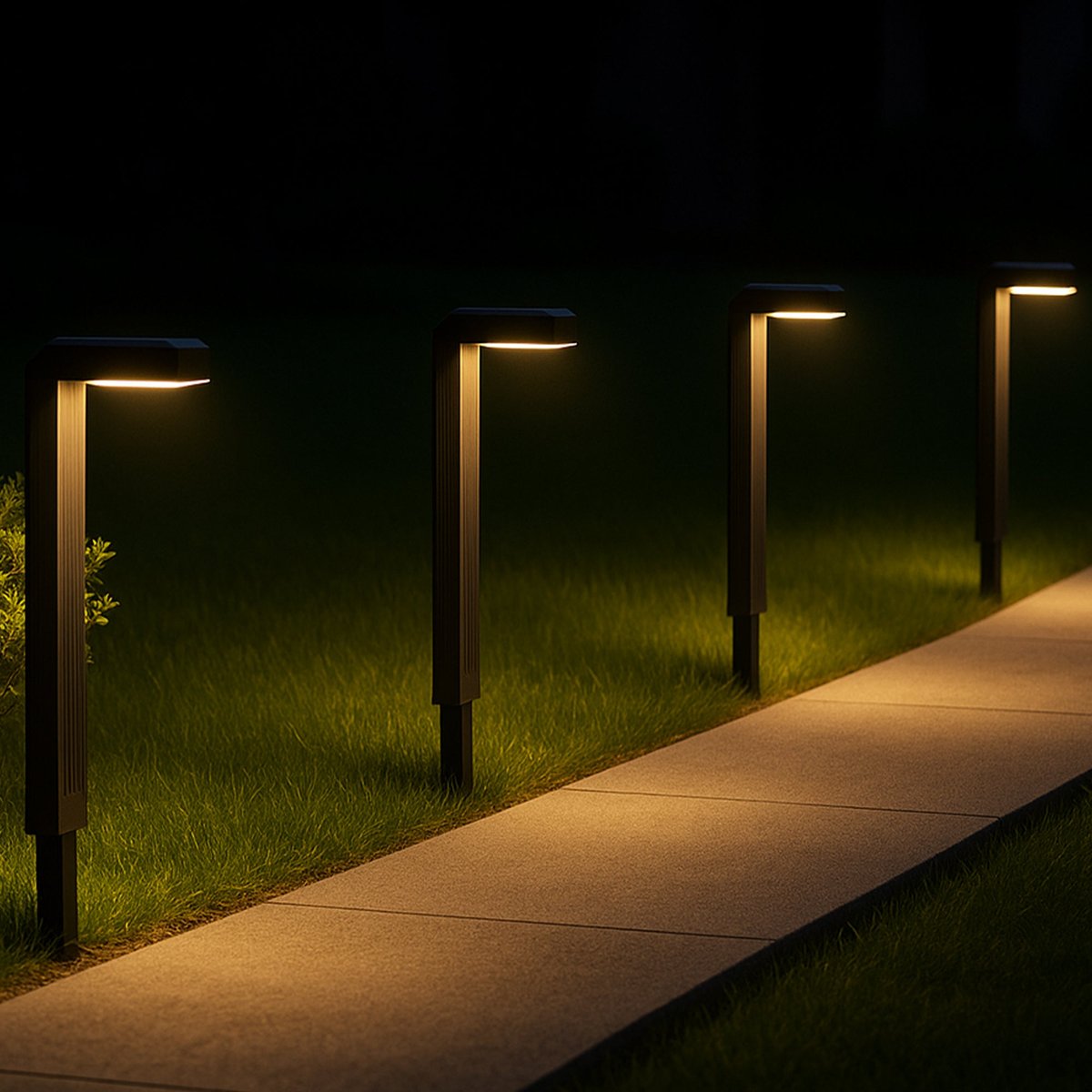 Lot de 4 Potelets solaires à piquer TORLY noir, LUMISKY