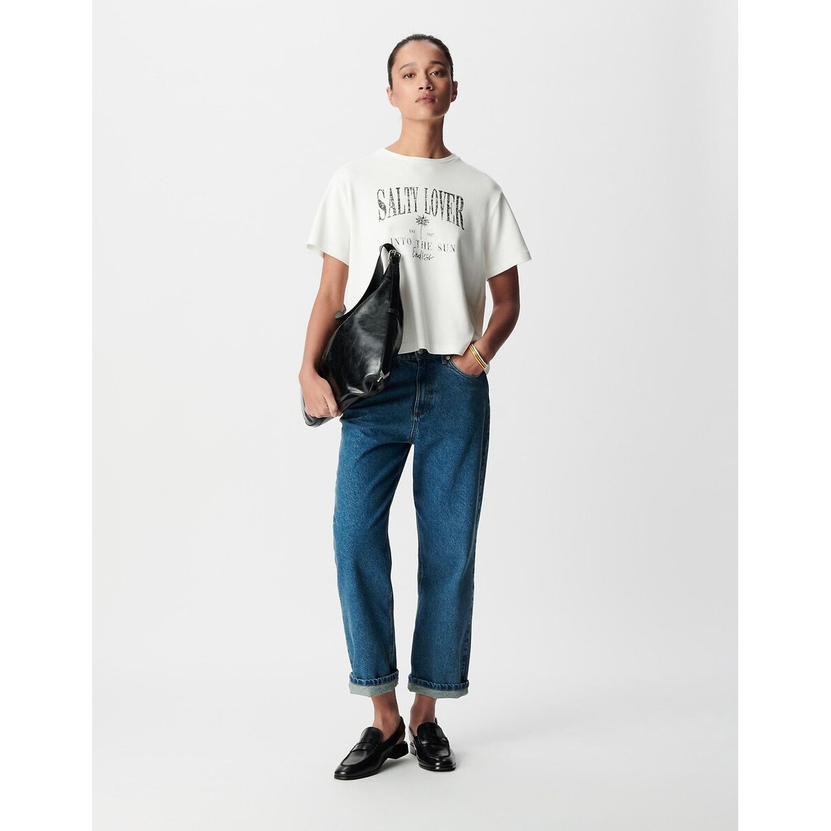 T-shirt col rond manches courtes imprimé ecru, IKKS