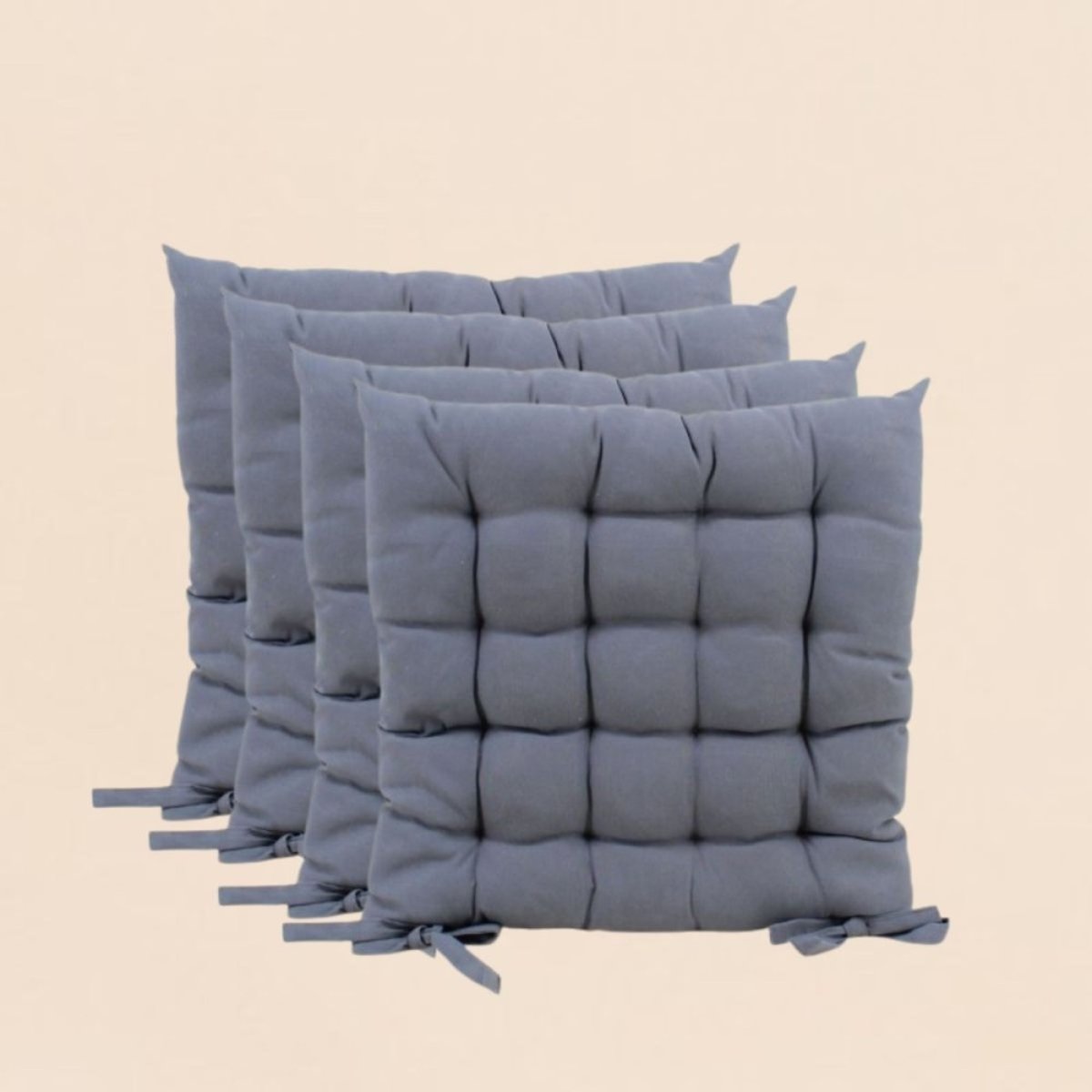 Lot de 4 galettes de chaise 40x40cm gris, ORNAMI