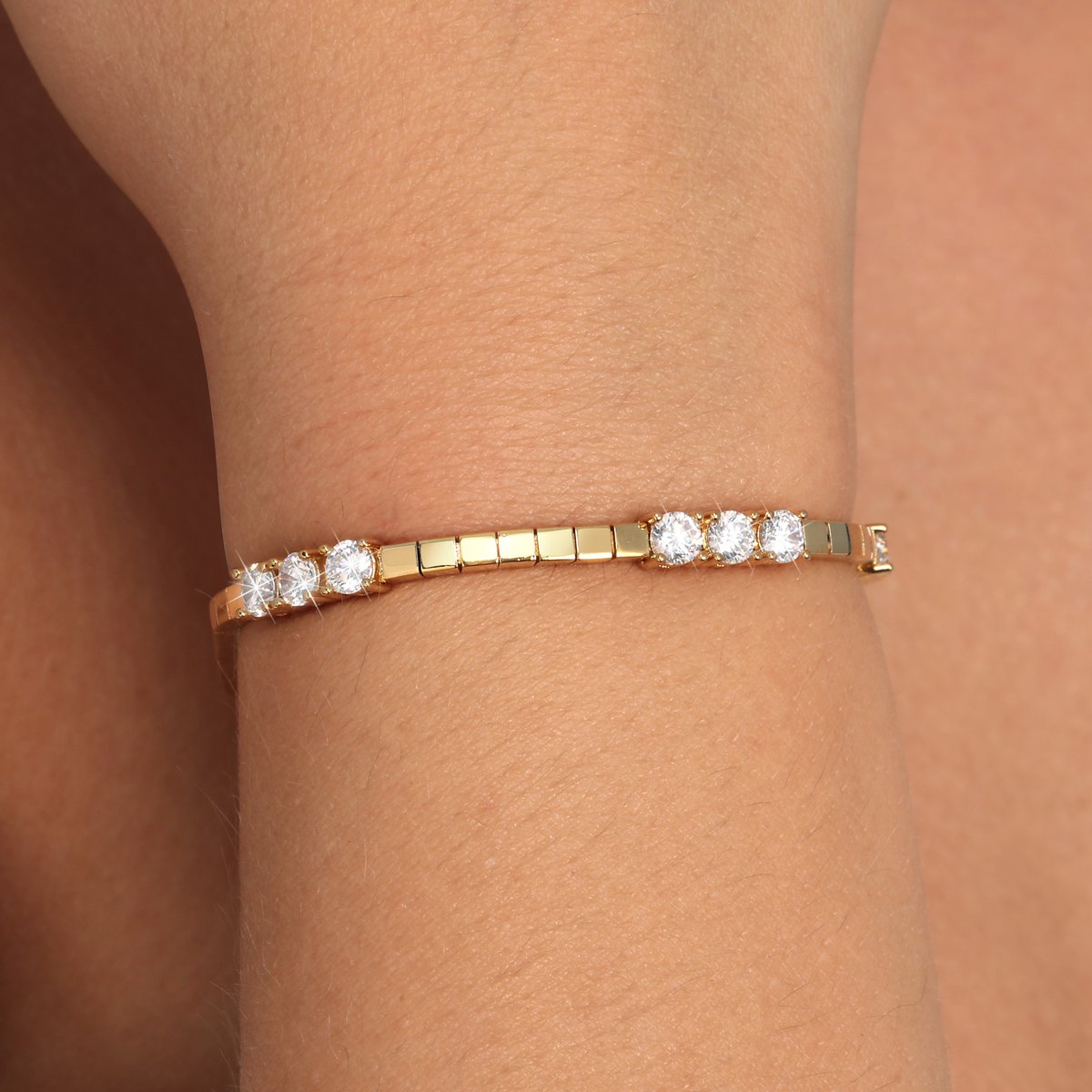 Bracelet en laiton, placage ninfea, zircons SCINTILLE blanc, MORELLATO