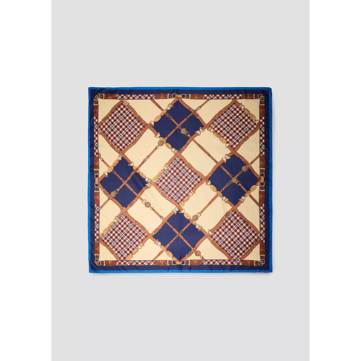 Foulard imprimé losanges bleu, MANGO