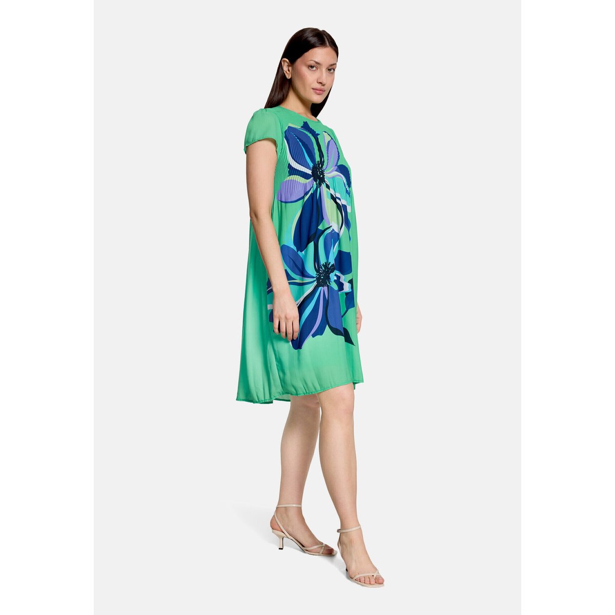 Robe plissée manches courtes green/cream, BETTY BARCLAY