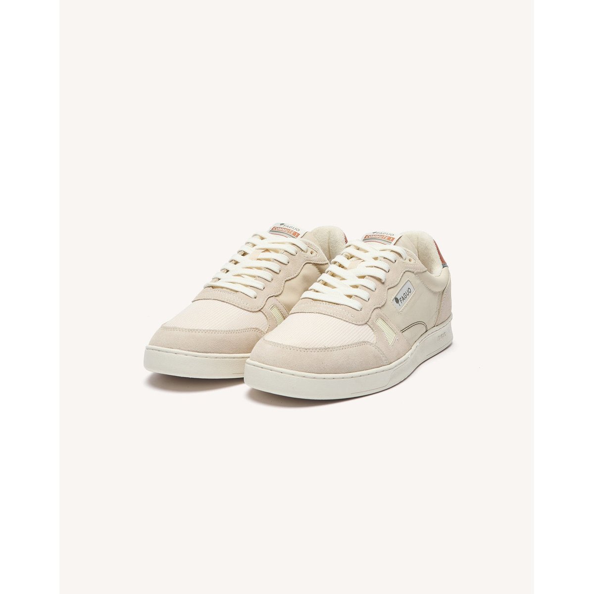 Baskets basses tissu suede COMMUTE 1 beige et rouille, FAGUO