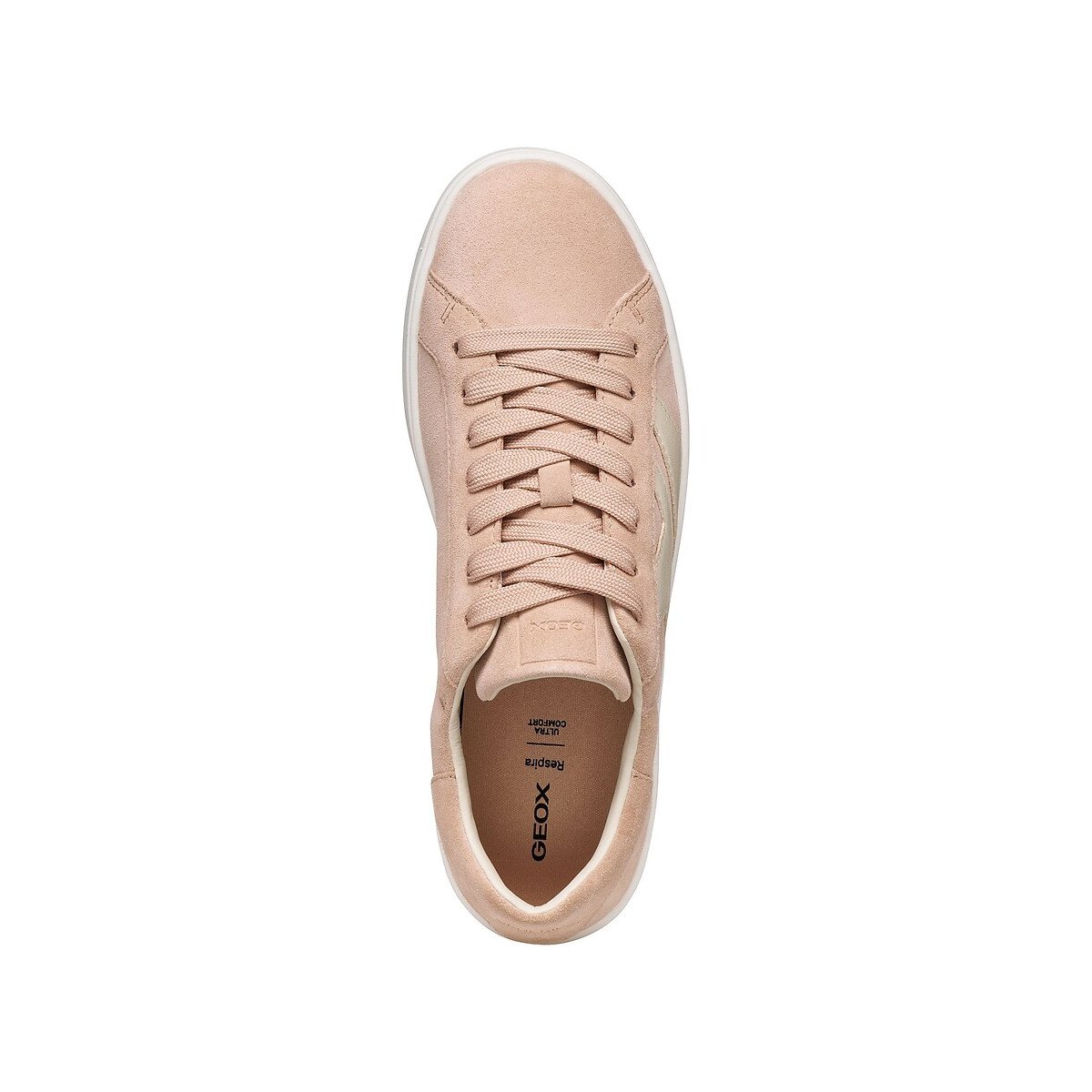 Ademende leren sneakers, SPHERICA ECUB-1 beige/roze, GEOX