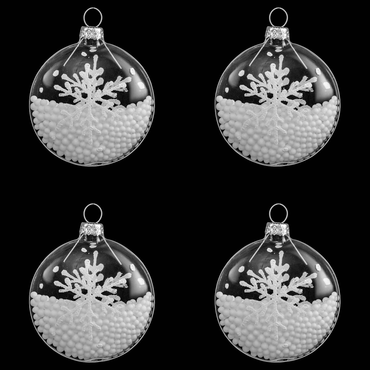 Boule Noël verre neige X 3 D.8 cm blanc, FEERIC LIGHTS & CHRISTMAS