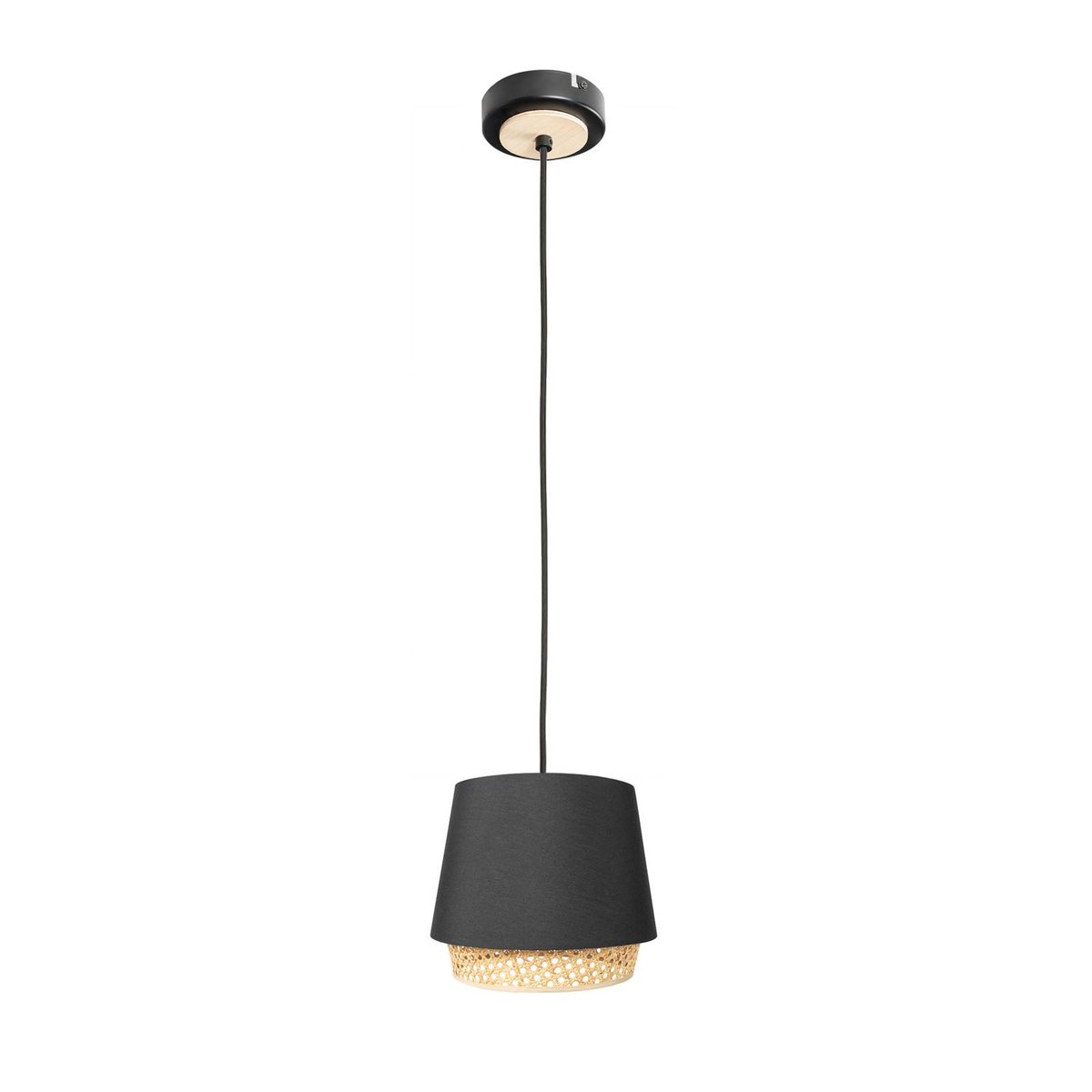 Suspension en métal traditionnelle, Ananya noir, bois clair, LINDBY