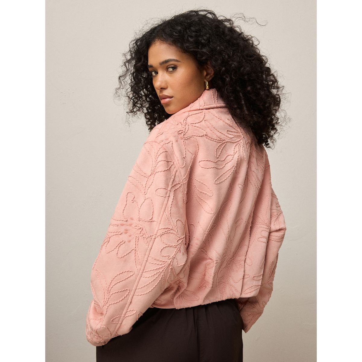 Blouson aviateur brodé en suédine rose, NEXT