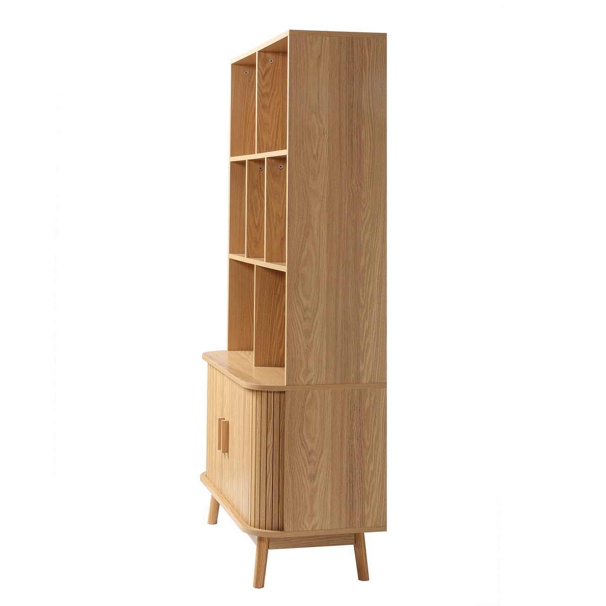 Bibliothèque 2 portes coulissantes H158 cm - ERNEST bois clair, CALICOSY