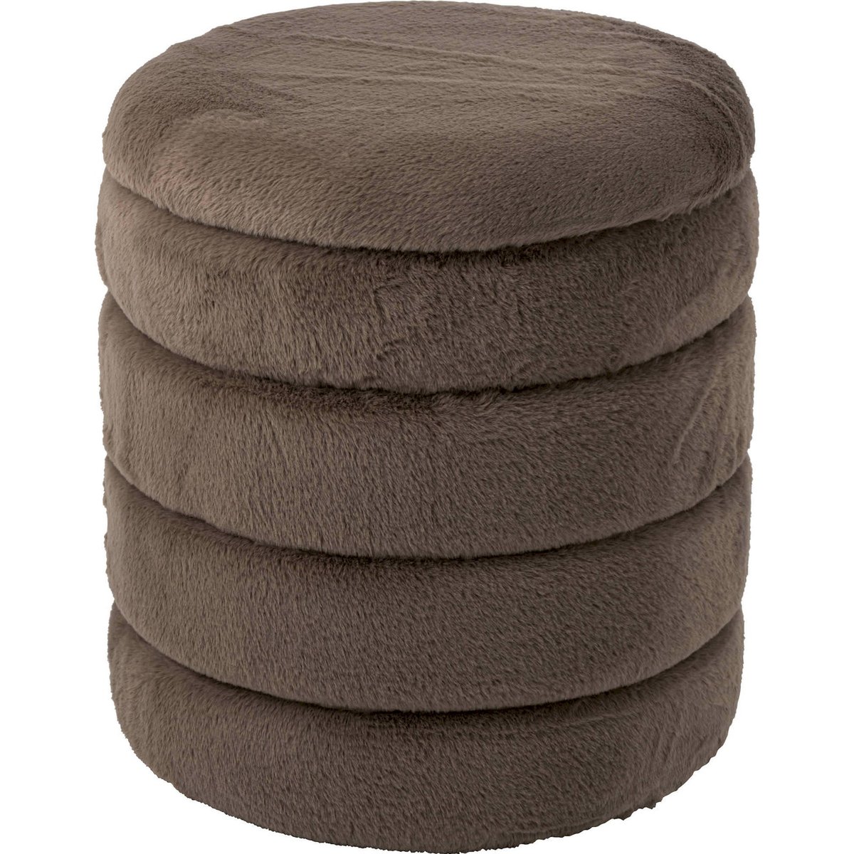 Pouf coffre de rangement en tissu taupe, RECOLLECTION