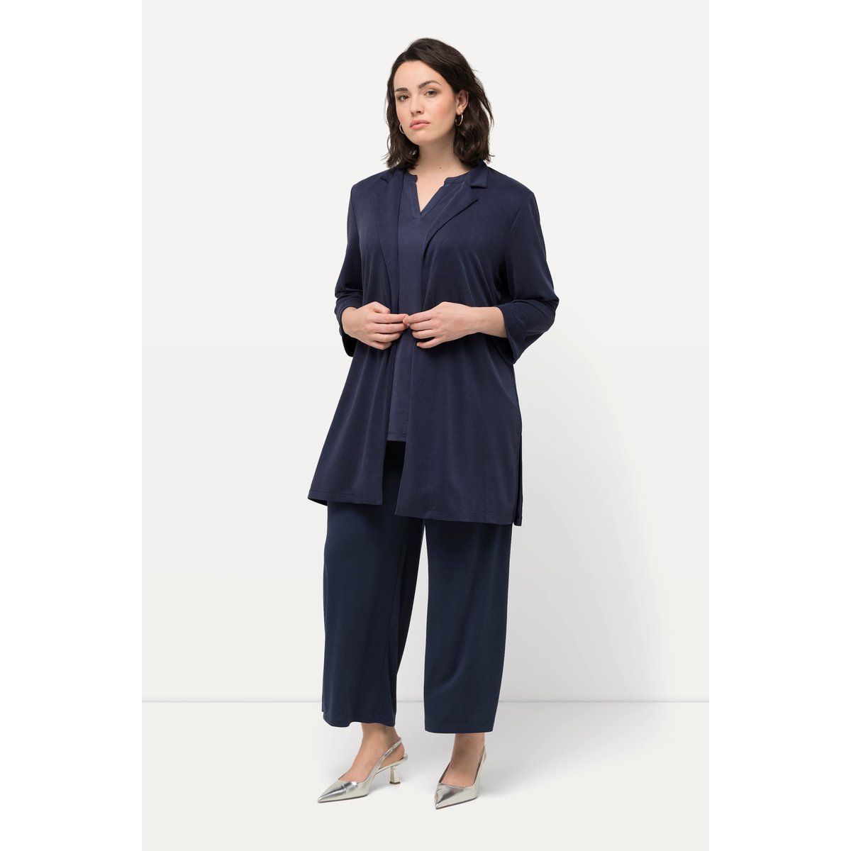 Blazer en jersey avec col à revers marine, ULLA POPKEN