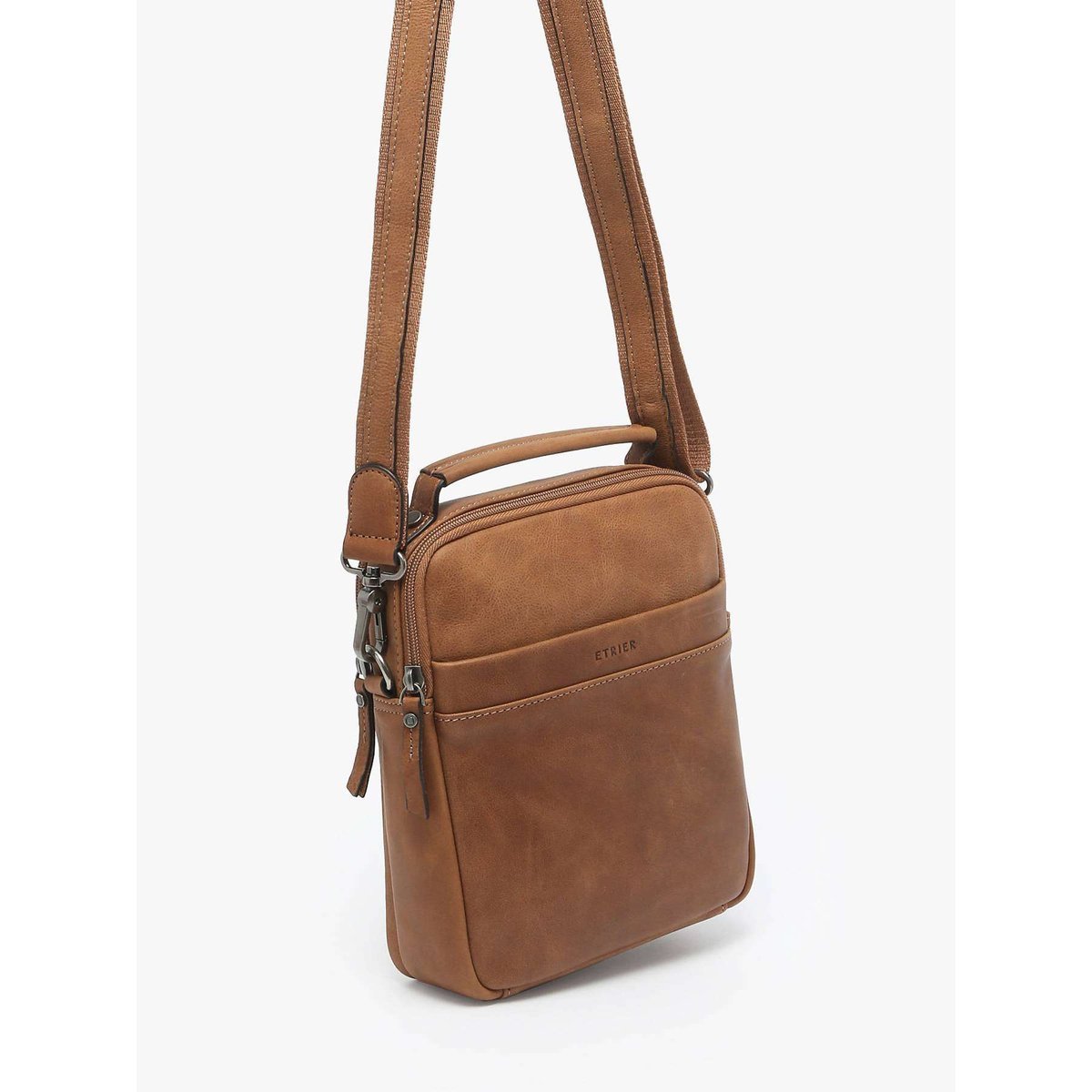 Sac bandoulière Spider cuir chataigne, ETRIER