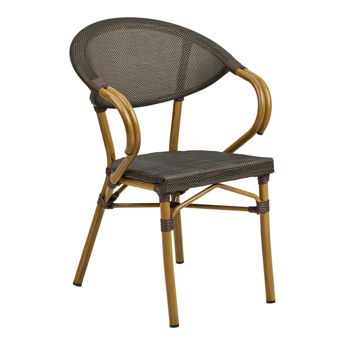Chaise bistrot en textilène brun et bambou (lot de 2) marron, PIER IMPORT