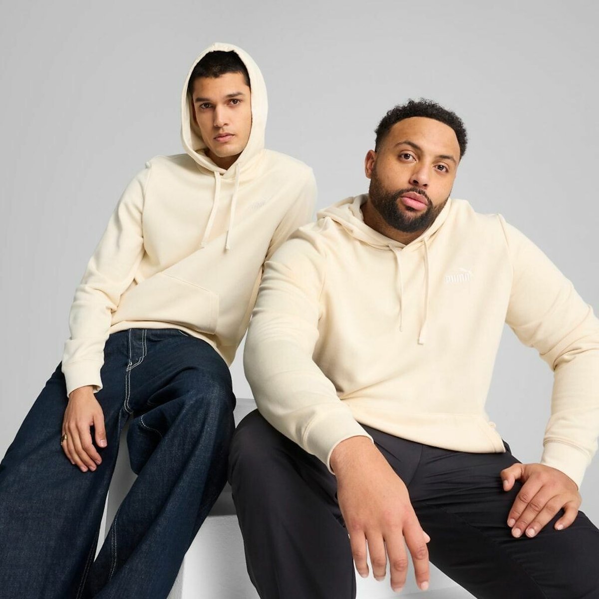 Sweat à capuche Essentiel petit logo crème, PUMA