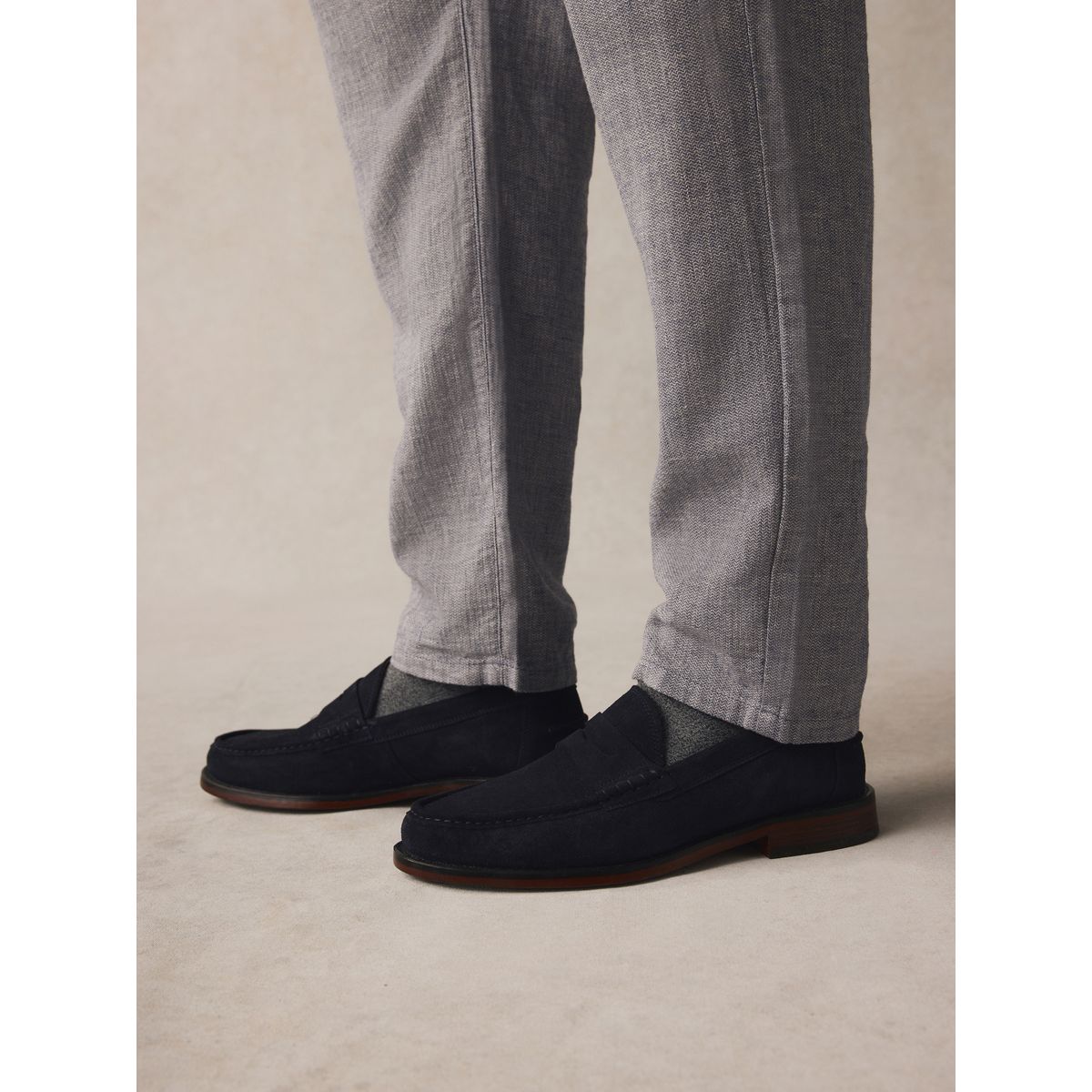 Mocassins en daim bleu marine, NEXT