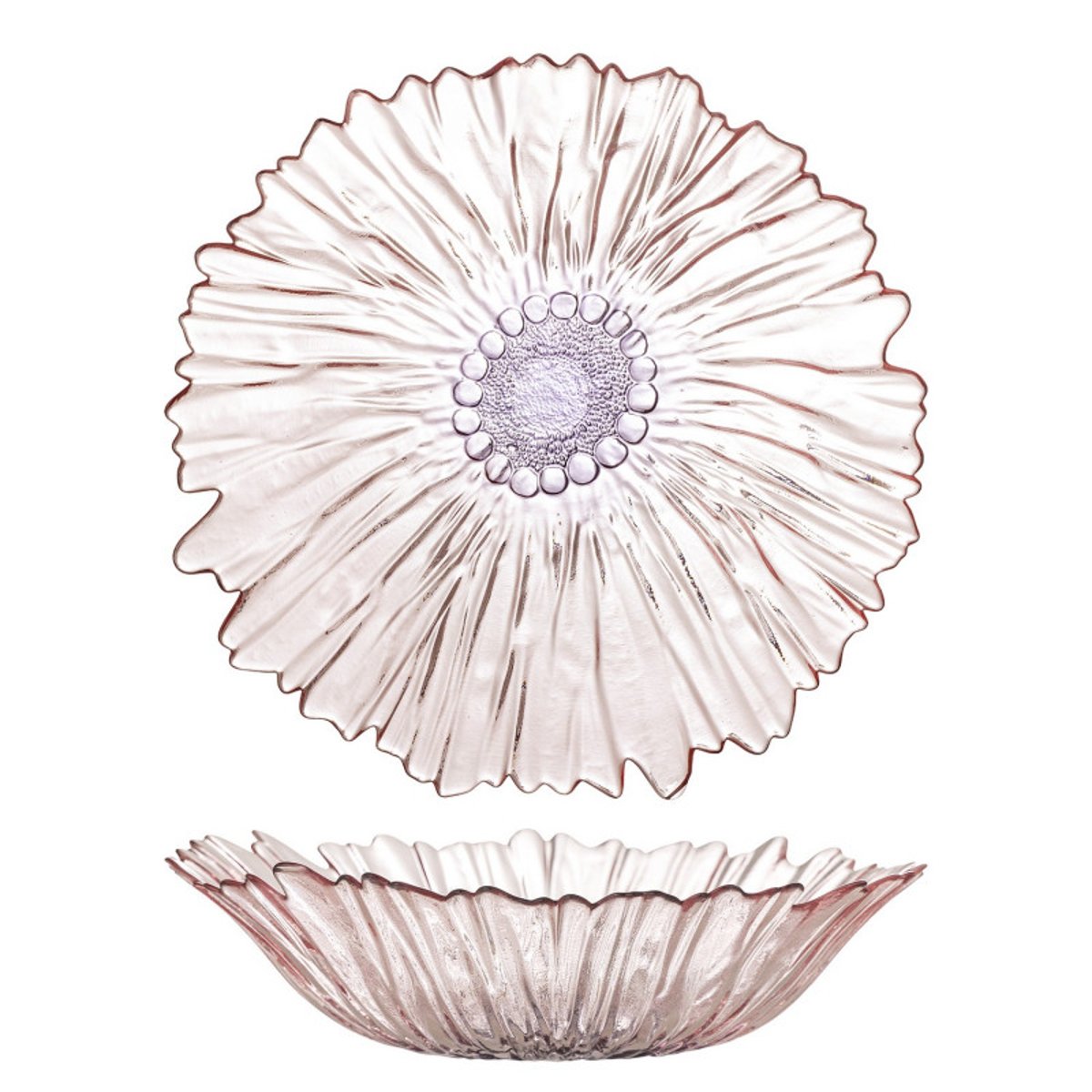 Corbeille à fruits verre design fleur  MARIKO rose poudré, BLOOMINGVILLE