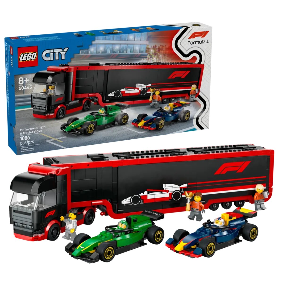 Camion de F1® avec voitures de F1® RB20 et AMR24 multicolore, LEGO