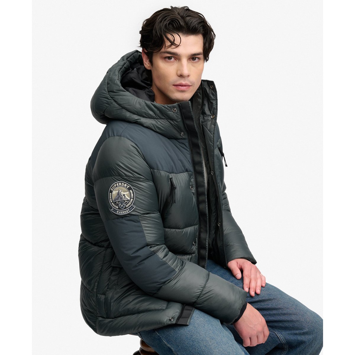 Parka City Baffle vert pin ombré, SUPERDRY