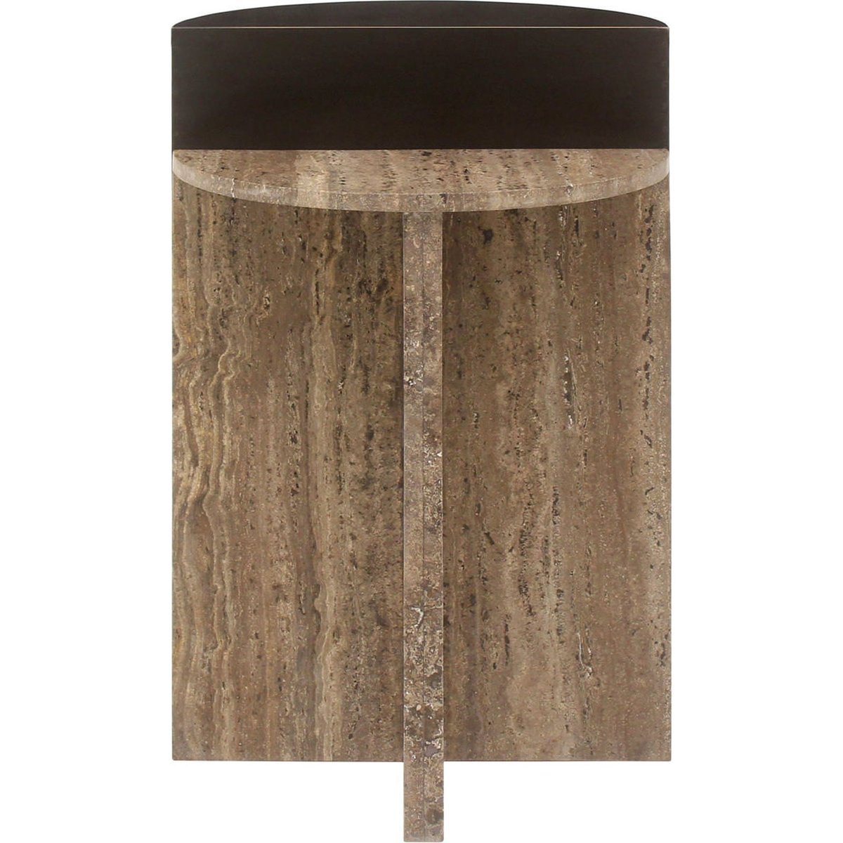 Table d'appoint en pierre collection RUSSO marron cendré, RECOLLECTION