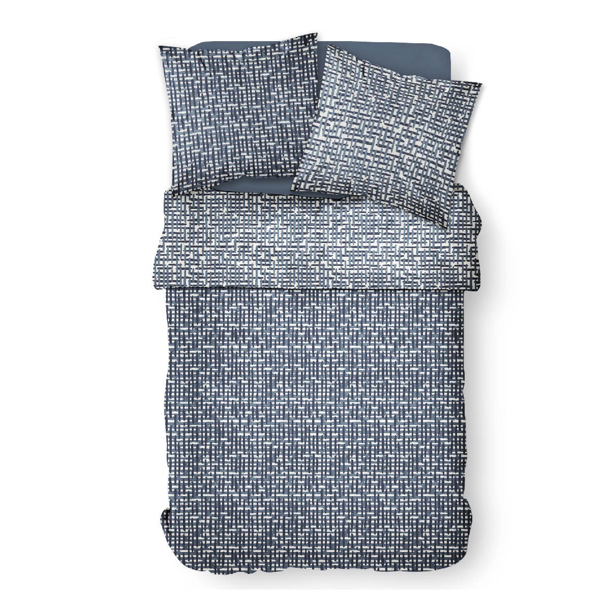 Parure de lit coton 2 personnes imprimé rayures SUNSHINE blanc, TODAY