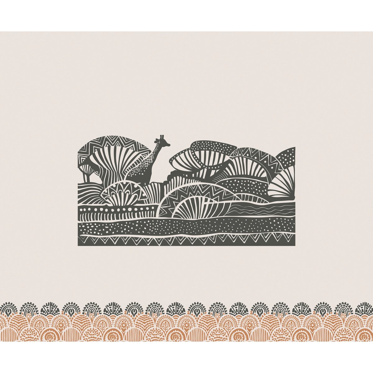 Papier peint panoramique Zarafah - ocre et noir, 336 x 280 cm noir, LE PAPIERS DE NINON
