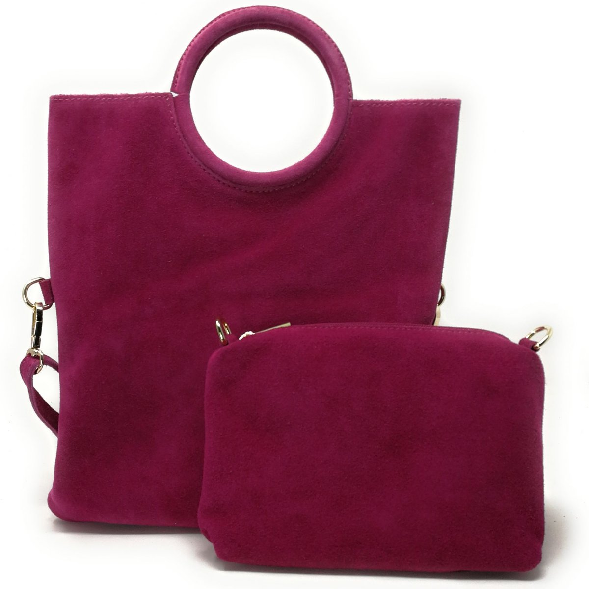 Sac à main et bandoulière en croute de cuir italien CHARLOTTE fushia, OH MY BAG