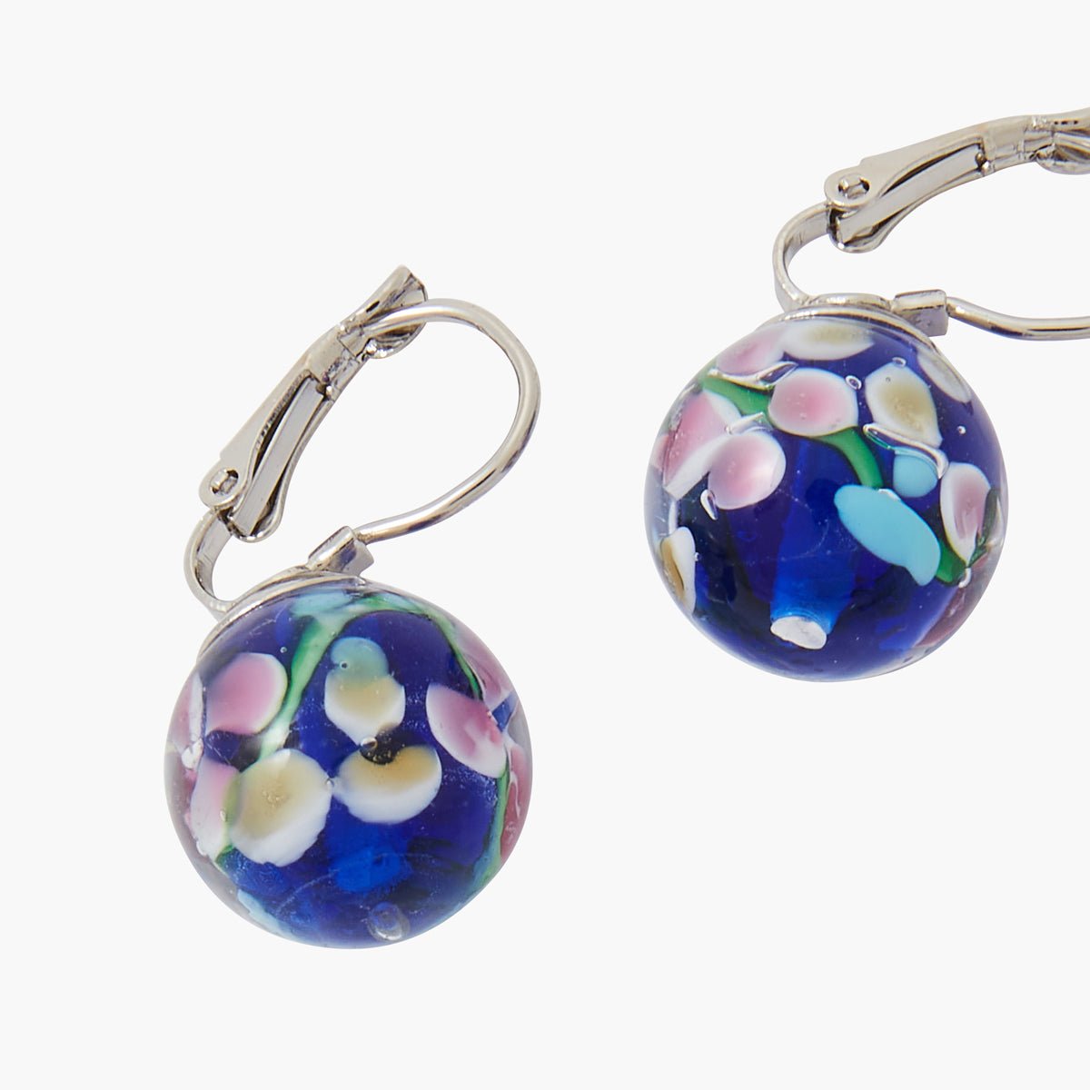 Boucles d'oreilles perles de verre bleu bleu, BALABOOSTE