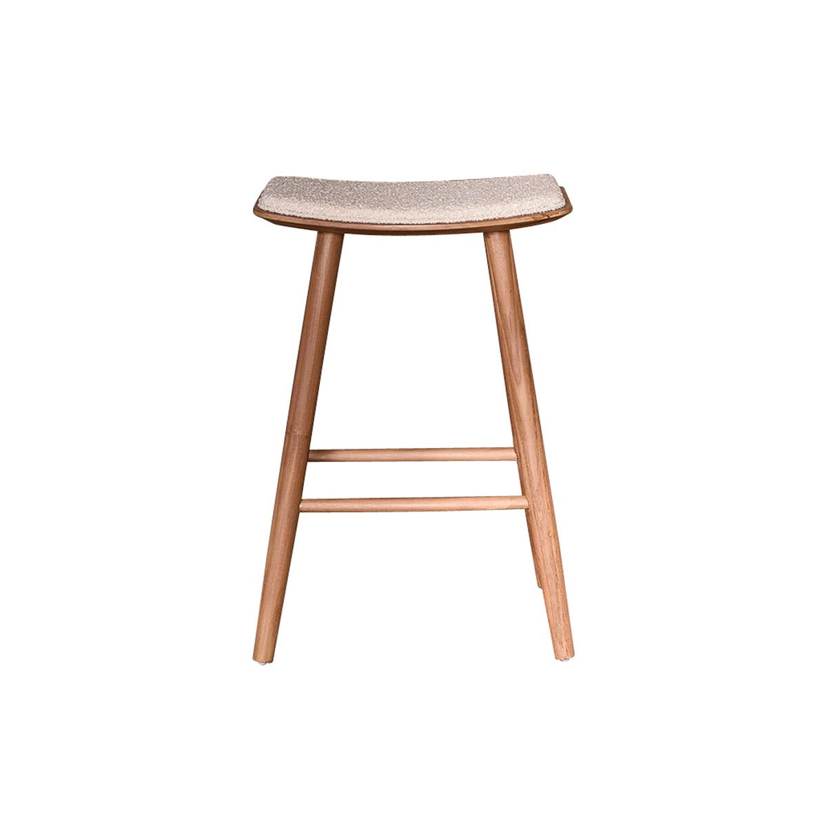Tabouret de bar en teck massif et bouclette  AMBRE ecru, BERAH GETAH