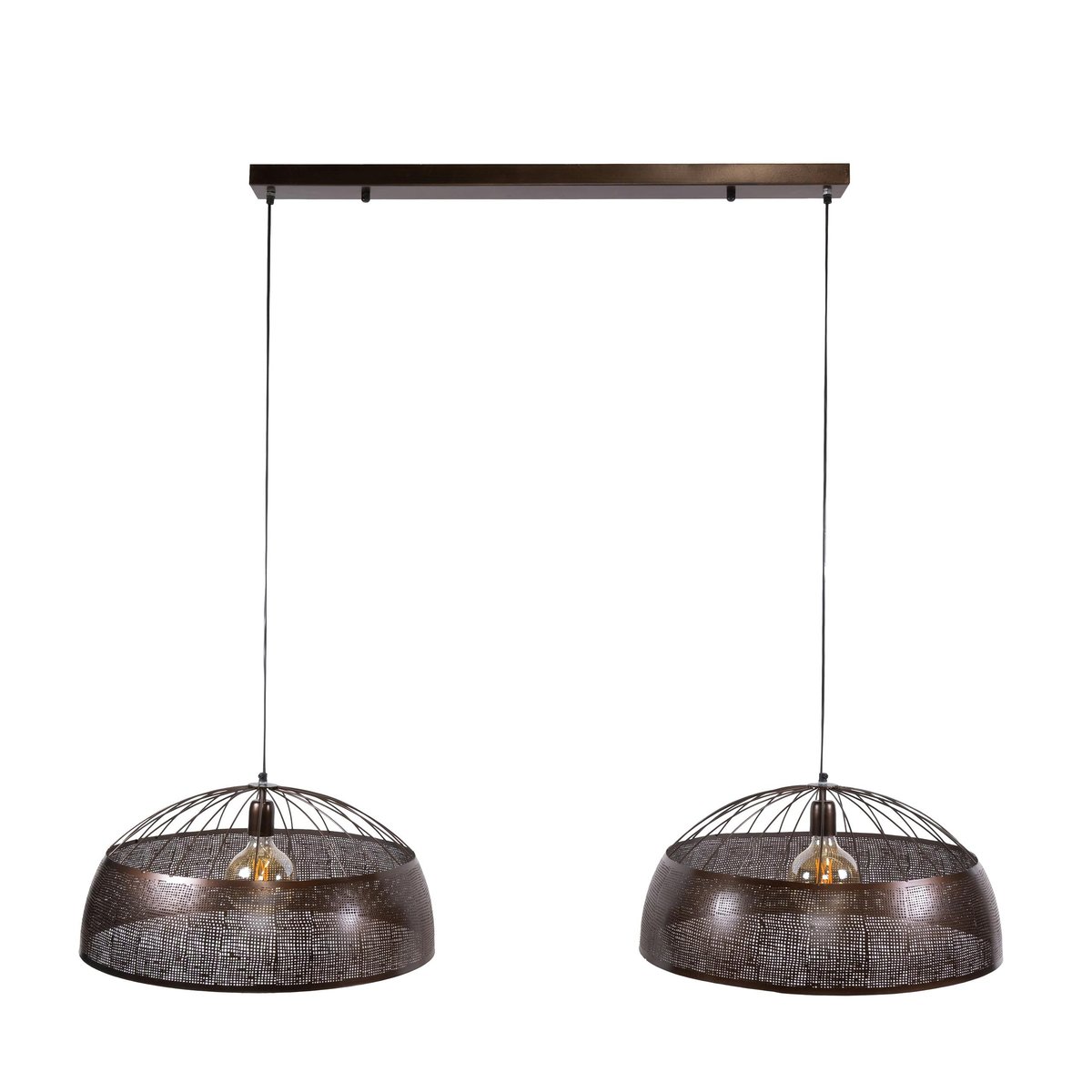 Suspension îlot cuisine vintage métal cuivré 2 lampes RALF cuivre, PIER IMPORT