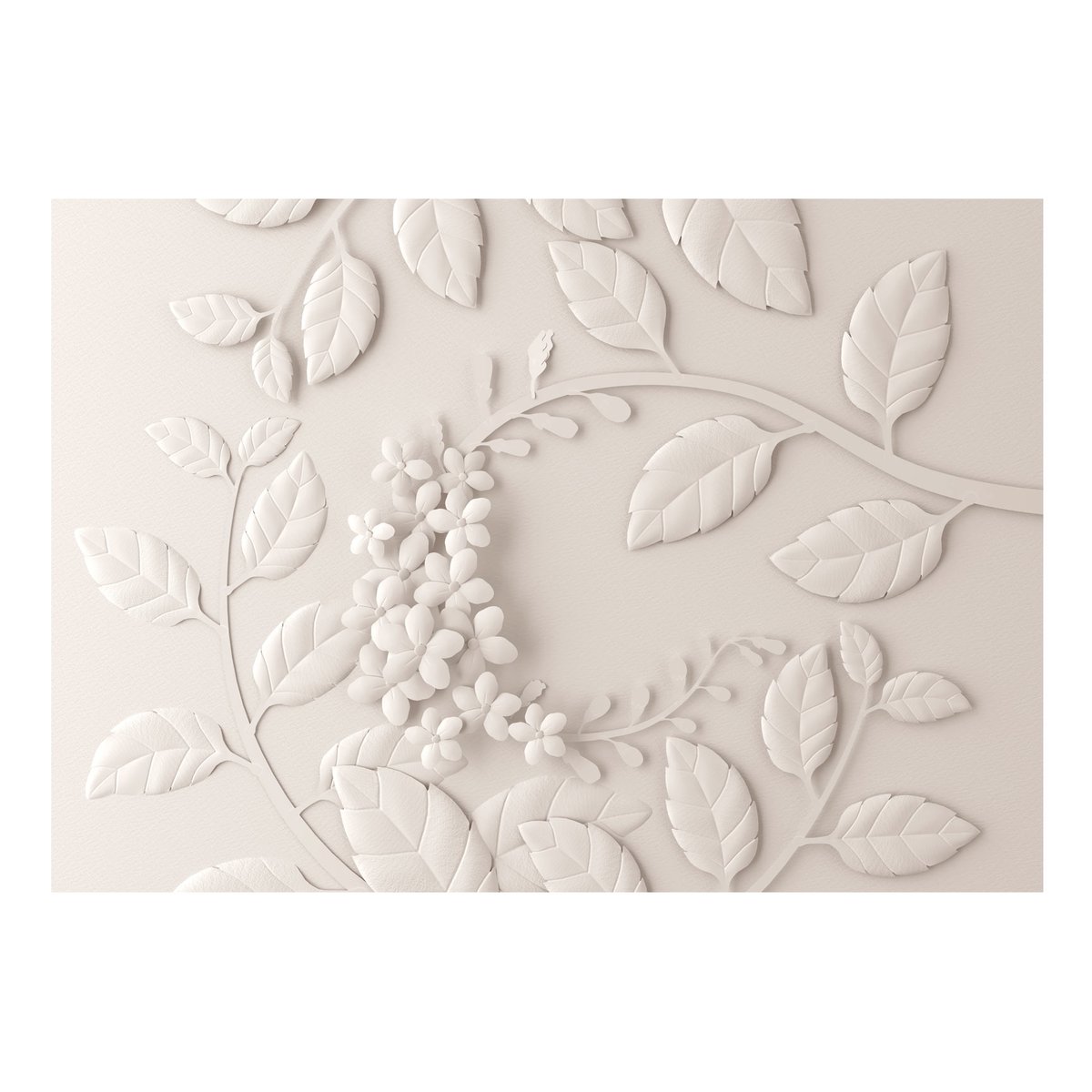 Papier peint intissé panoramique Fleurs Paper Flowers (Cream) multicouleur, EDEN