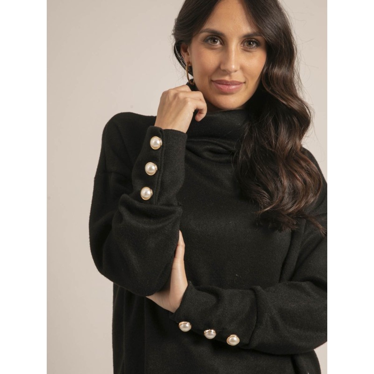 Ensemble Maille Pull + Pantalon Elmera noir, DONA LISA