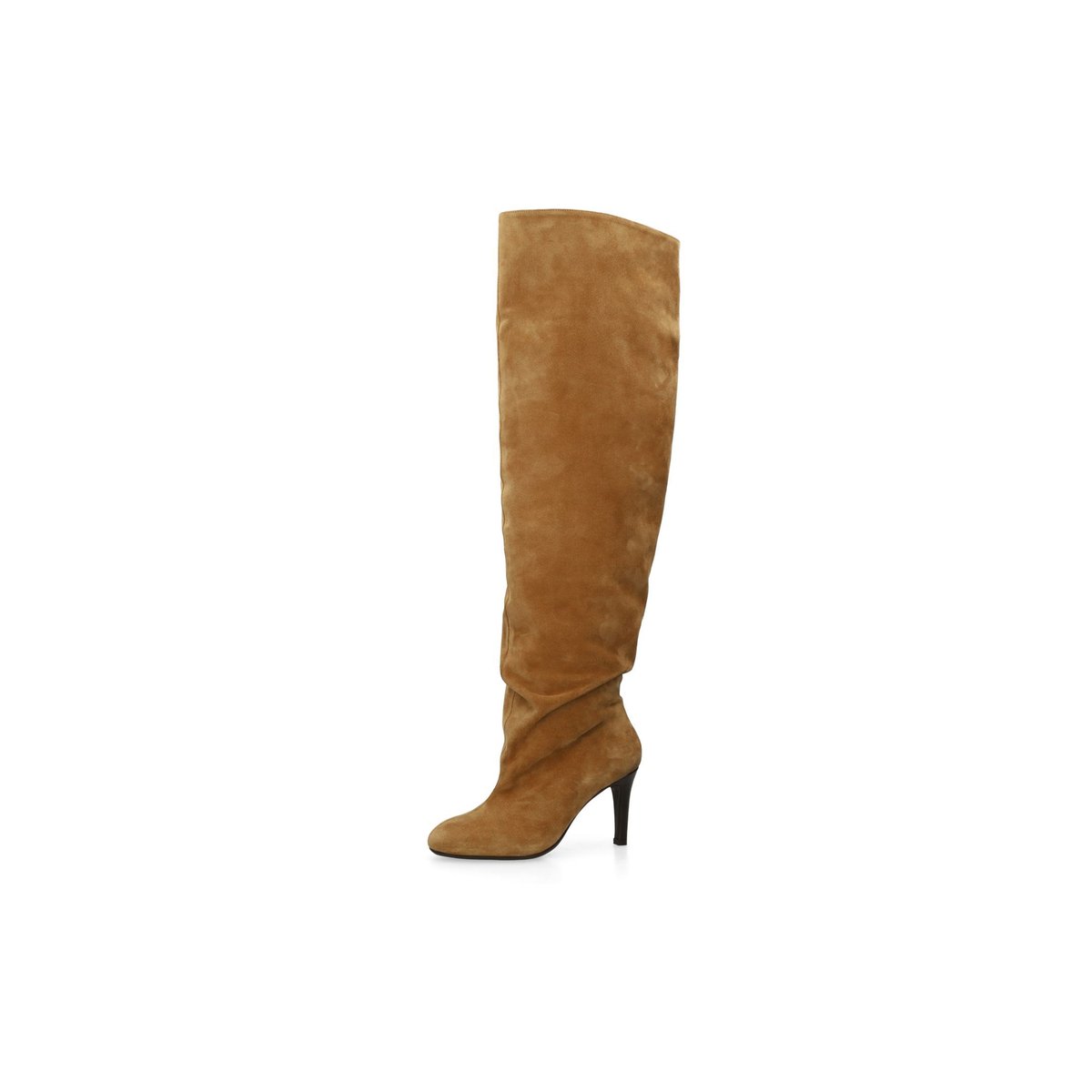 Bottes hautes à talon en daim beige, SACHA