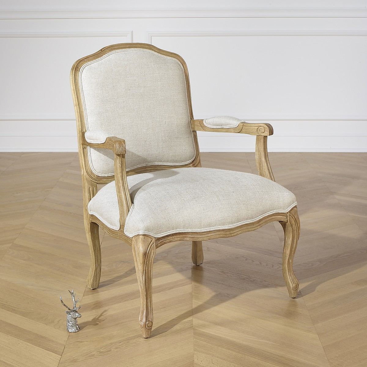 Fauteuil en hévéa et lin premium INES lin, ROBIN DES BOIS