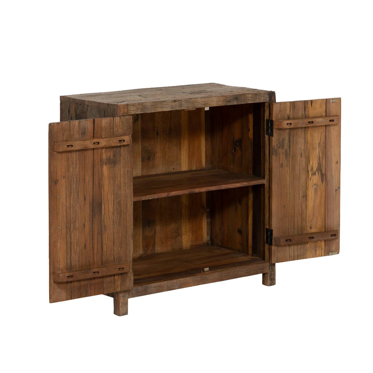 Meuble sous vasque en bois recyclé ADRIENNE bois foncé, MADE IN MEUBLES