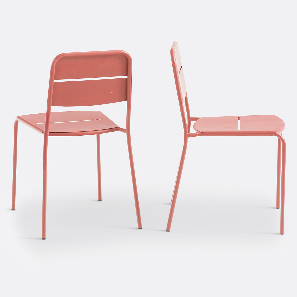 Set of 2 Dune Steel Metal Garden Chairs terracotta, LA REDOUTE INTERIEURS