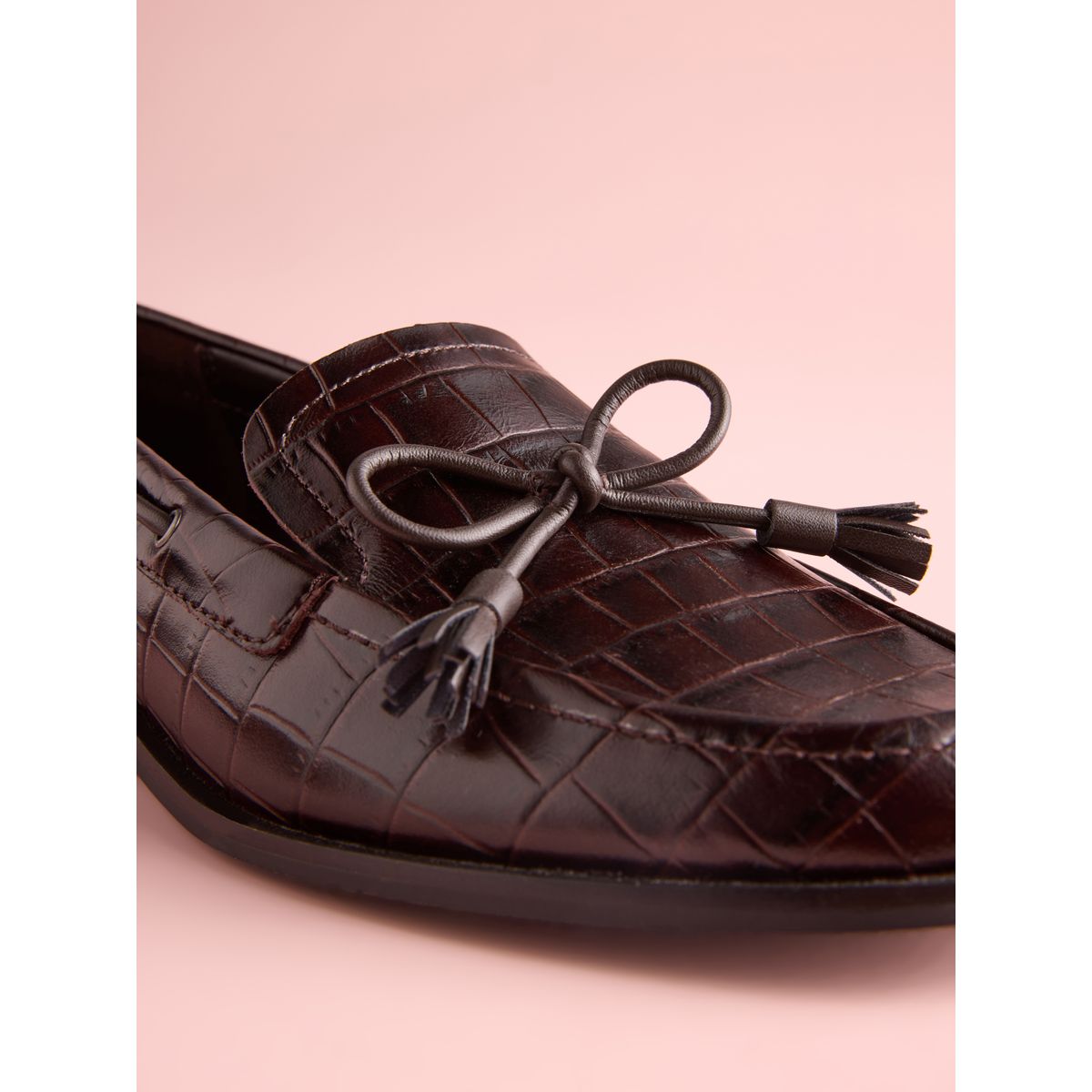 Mocassins en cuir tabitha simmons x next crocodile en relief marron chocolat, NEXT