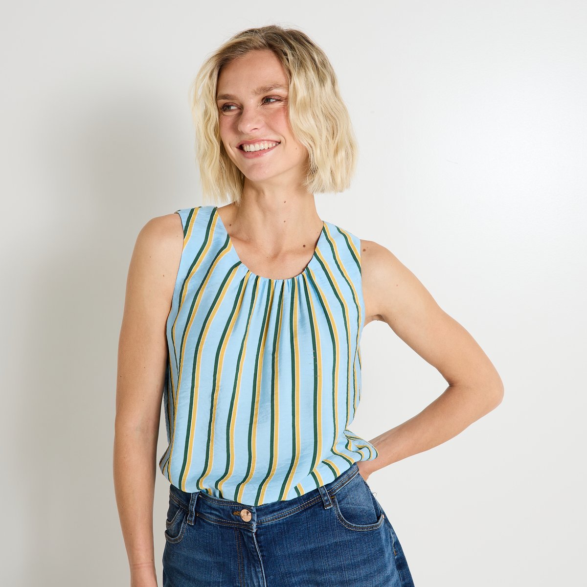 Top col rond bleu, GRAIN DE MALICE