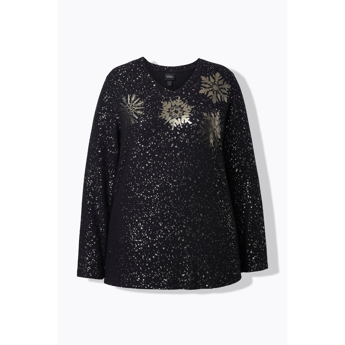 Sweat-shirt à col V et manches longues noir, ULLA POPKEN