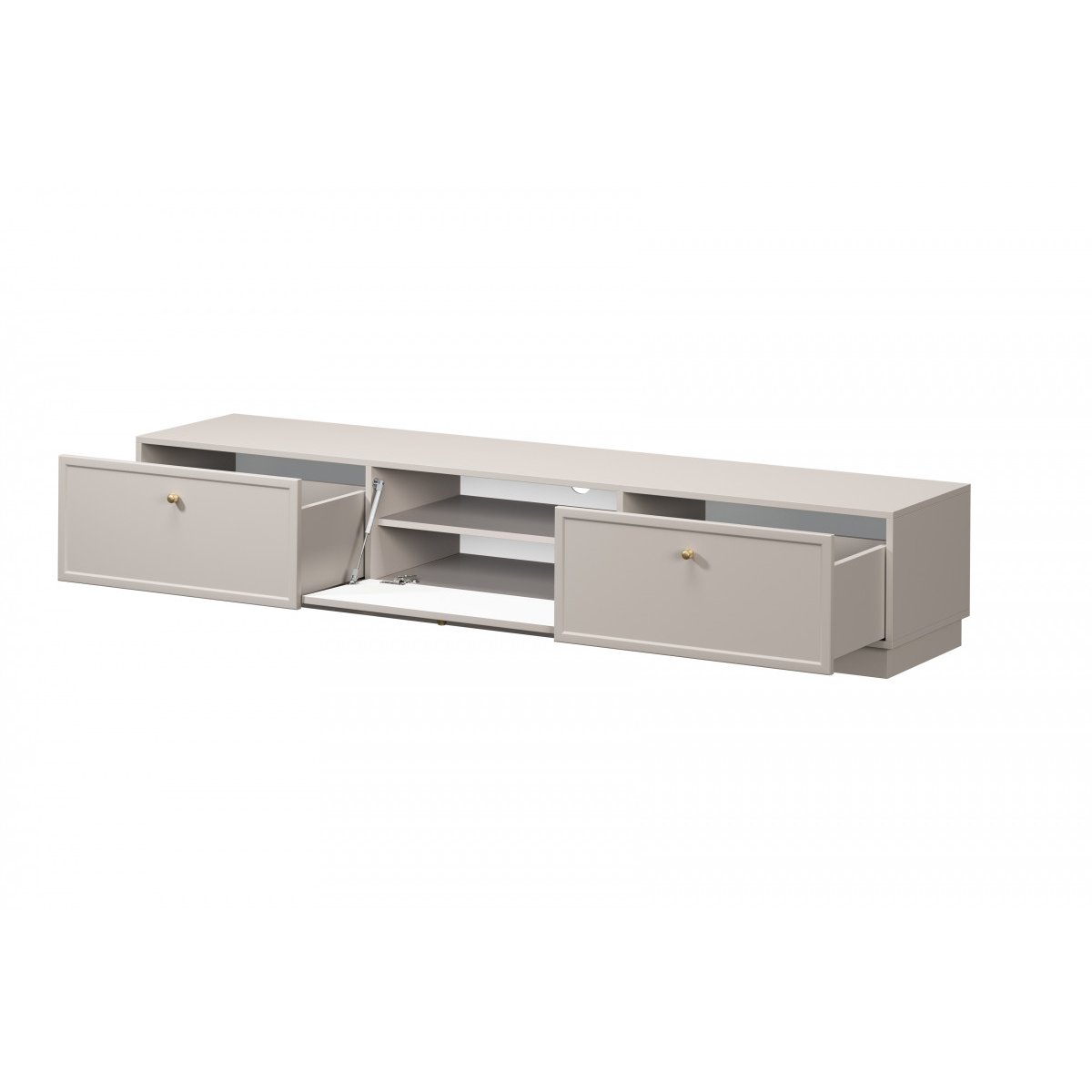 Meuble TV 200 cm panneaux de particules, LORINA beige, BOBOCHIC