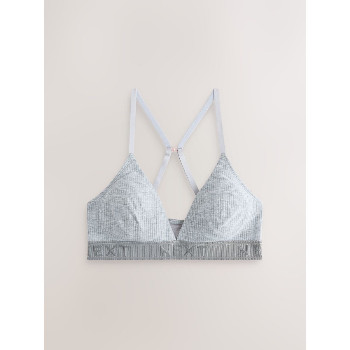 Brassière côtelée en coton à logo, lot de 3 noir/gris/rose, NEXT