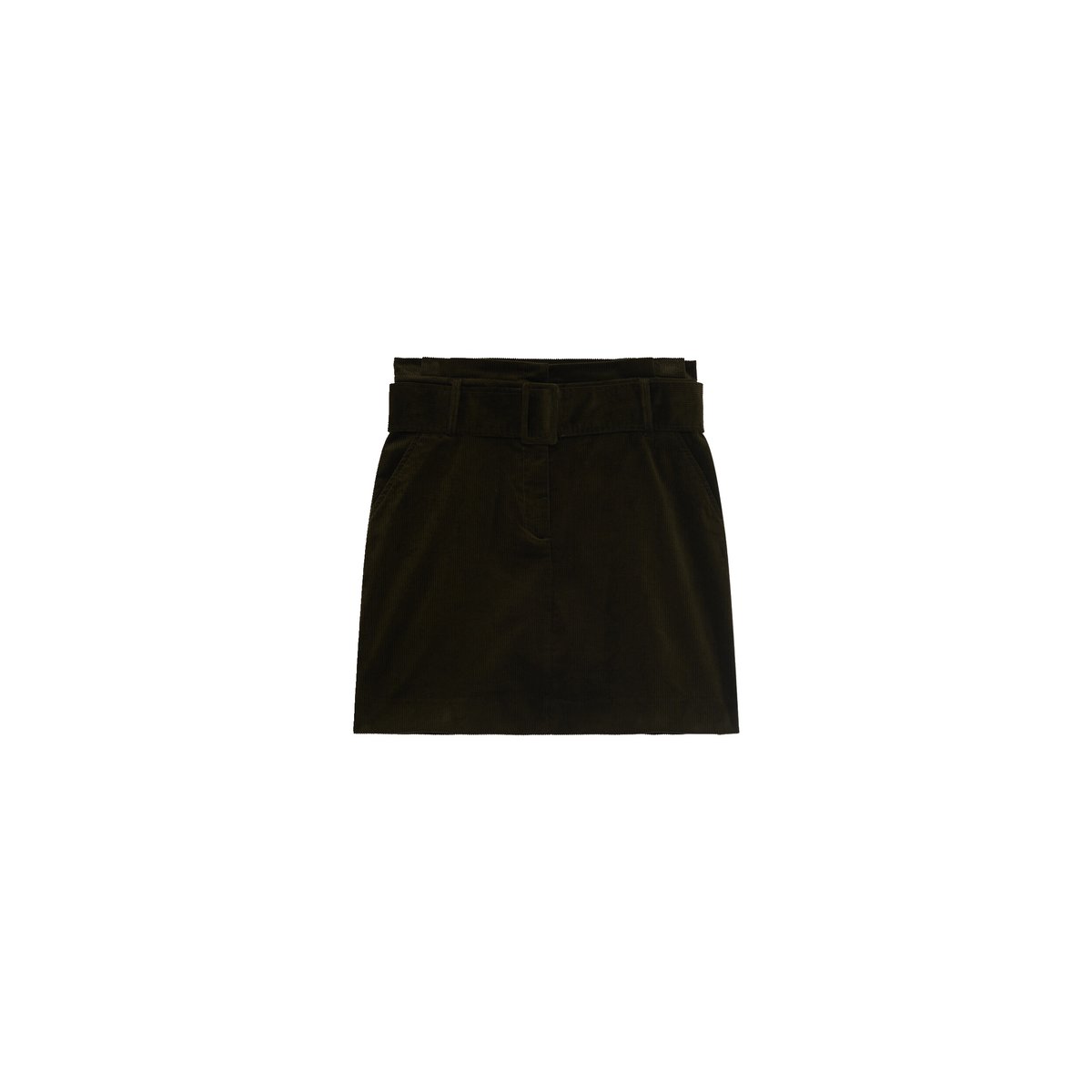 Jupe courte ceinturée JOHANNE vert kaki, CAROLL